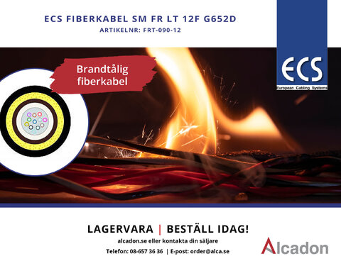 Vår brandtåliga fiberkabel klarar öppen låga i 90 minuter.